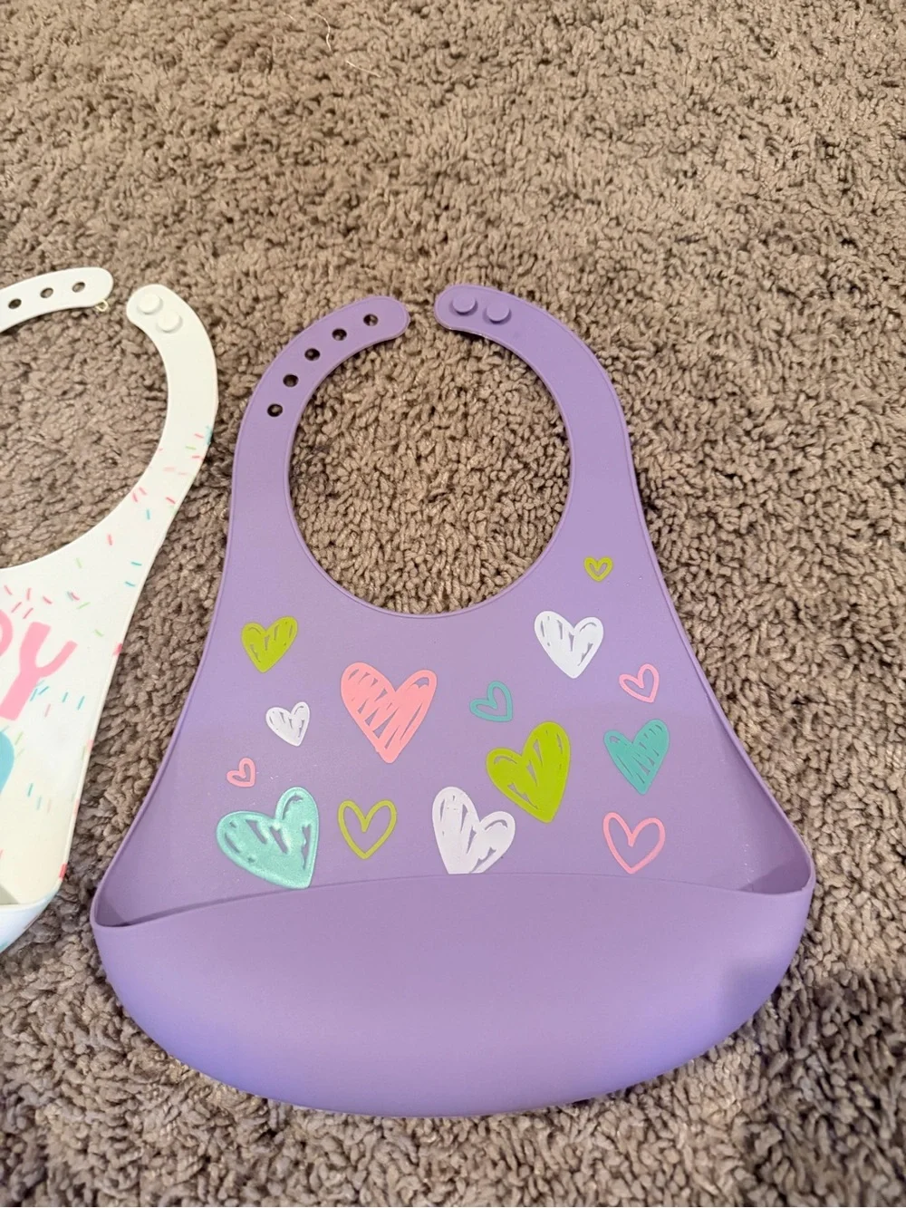 Silicone Baby Bib - White 